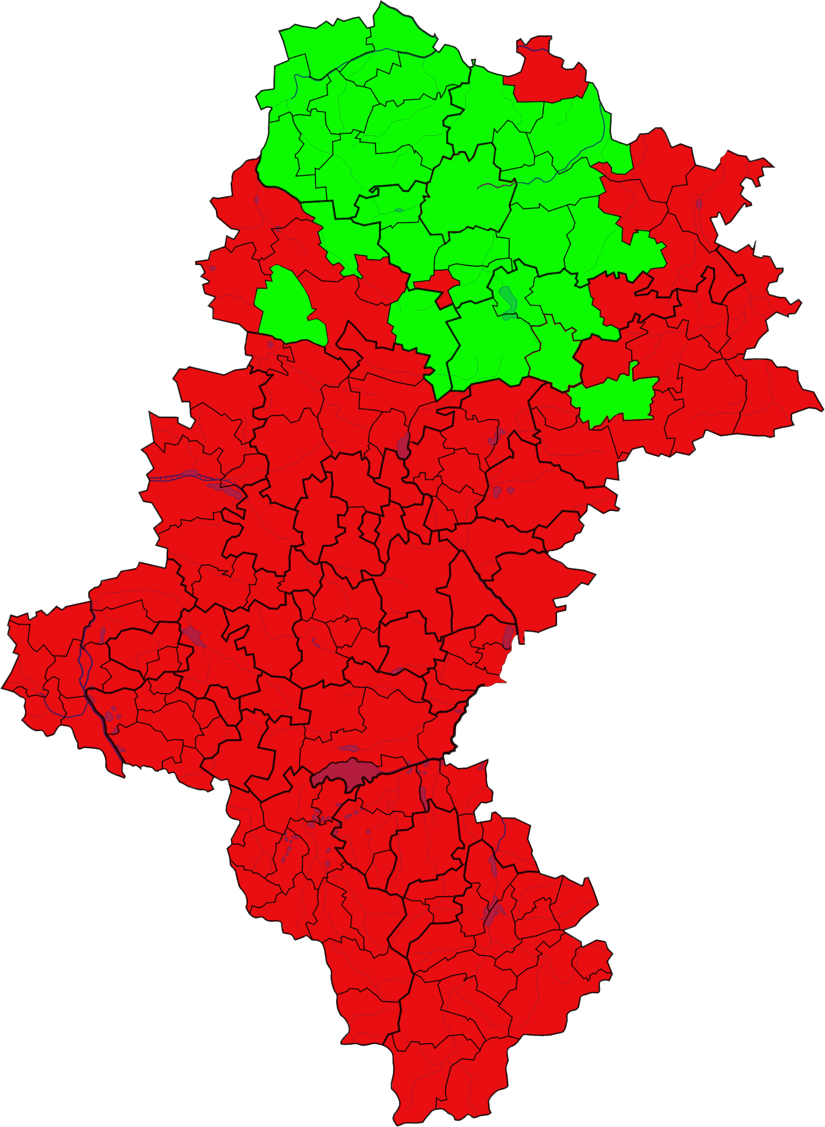 Mapa Śląska według gmin spółdzielni energetycznych